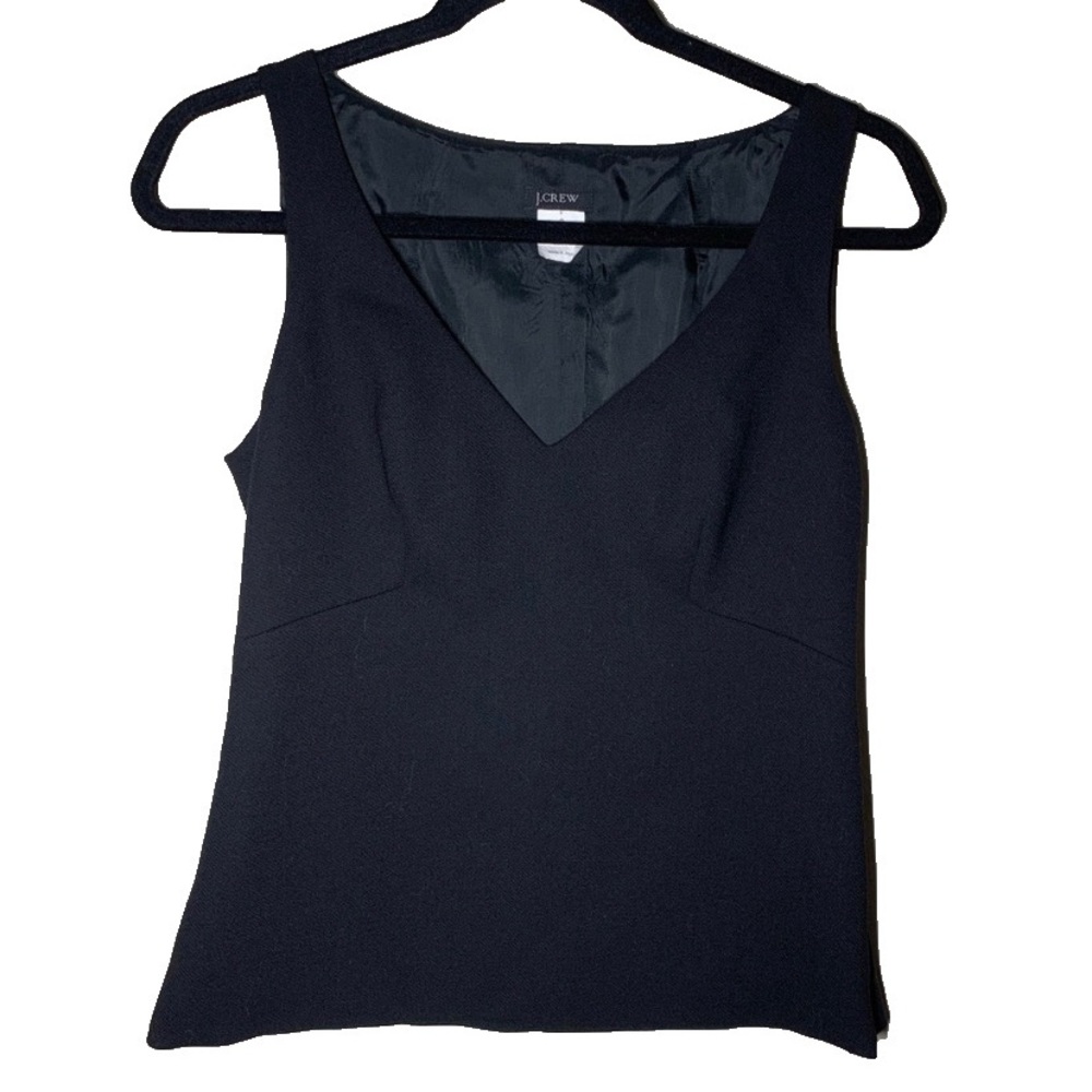 J. Crew Black Wool Lined Structured Shell Top - image 1